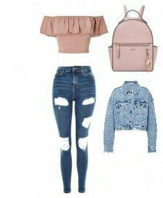 I just added the denim jacket Teenage Fashion Trending, Girls Clothing Stores, Outfits 2016, Tween Outfits, Teenager Outfits, Van Cleef Arpels, Junior Outfits, Girls Fashion Clothes