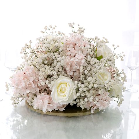 Pink Wedding Floral Arrangements, Flower Ball Centerpiece, Baby Breath Flower, Baby Shower Table Centerpieces, Lighted Centerpieces, Event Decor Direct, Ball Wedding, Baby Breath, Wedding Event Design