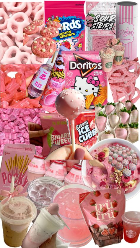 Snacks 7 Eleven Snacks, Snack Sleepover, Snack Drawer, Pink Snacks, Cute Lockscreens, Share Happiness, Sleepover Food, 7 Eleven, Grilled Shrimp