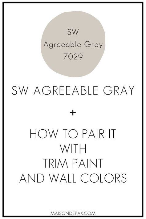 Trim With Agreeable Gray, Paint Colors To Go With Agreeable Gray, Agreeable Gray Sherwin Williams Trim Color, Agreeable Gray With Dark Trim, Studio Mcgee Office Paint Color, Agreeable Gray Sherwin Williams Basement, Del Webb Decorating, Agreeable Gray Sherwin Williams Color Palette, Trim Colors For Agreeable Gray