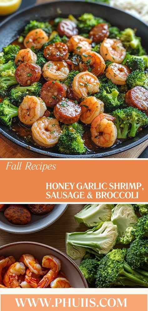 This delightful dish blends the succulent flavors of shrimp and smoked sausage with the freshness of broccoli, all coated in a sweet and savory honey garlic sauce. It’s a perfectly balanced meal that offers a burst of flavor while still being quick and easy to prepare. Ideal for busy weeknights, this Honey Garlic Shrimp, Sausage & Broccoli is sure to impress your family or guests. Sausage Broccoli, Honey Garlic Shrimp, Shrimp Sausage, Honey Garlic Sauce, Everything Pumpkin, Baked Treats, Keto Cooking, Garlic Shrimp, Warm Food