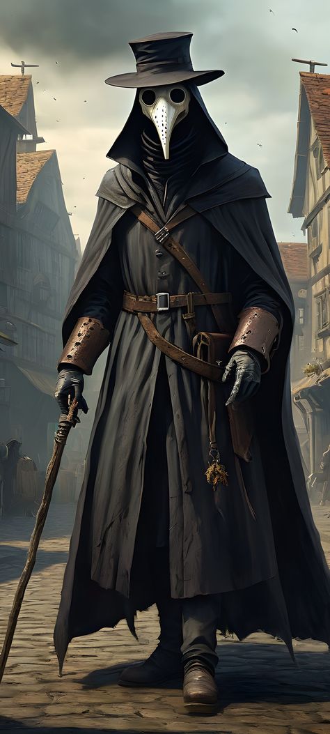 Dnd Doctor Character, Cyberpunk Plague Doctor, Plage Doctor Art, Dnd Plague Doctor, Plague Doctor Warrior, Plague Doctor Staff, Plague Doctor Character Design, Futuristic Plague Doctor, Plague Doctor Aesthetic