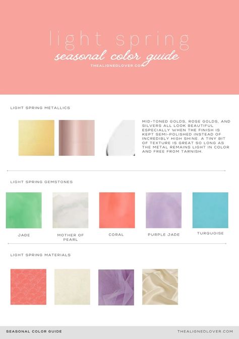 Guide to the Light Spring Seasonal Color Palette | The Aligned Lover Spring Seasonal Color Palette, Spring Skin Tone, Light Spring Palette, Light Spring Color Palette, Spring Lipstick, Seasonal Color Palette, Spring Skin, Light Spring Colors, Colored Shadow