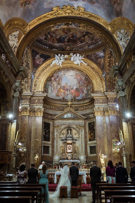 Rome wedding, San silvestro church Italian Church Wedding, Small Chapel Wedding Aesthetic, Italian Church Aesthetic, Catholic Church Wedding Aesthetic, Rome Wedding Venue Italy, Wedding Venues Church, Rome Wedding, Dream Proposal, Apartment Art