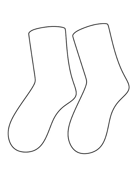 Socks pattern. Use the printable outline for crafts, creating stencils, scrapbooking, and more. Free PDF template to download and print at http://patternuniverse.com/download/socks-pattern/ Clothing Outline Template, Printable Socks Template, Sock Template Free Printable, Socktober Ideas, Clothes Crafts For Kids, Sock Printable, Socks Printable, Socks Template, Sock Template