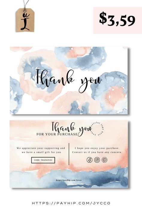 Digital Greeting Cards Design, Thank You Card Art Business, Thank U Card Design, Digital Cards Design Ideas, Thank You Card Design Template, Thankyoucard Design Business, Small Business Thank You Cards Design, Thank You Card Business, Creative Thank You Card Design