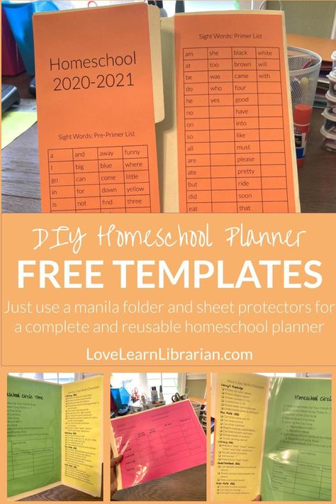 Diy Homeschool Planner, Homeschool Essentials, Planner For School, Diy Homeschool, Printable Homeschool Planner, School Planner Template, Homeschool Materials, Homeschool Activity, Sight Words List