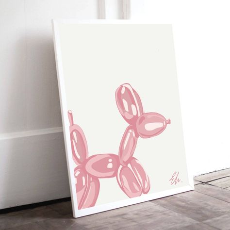 Girly Canvas Painting Ideas, Preppy College Dorm, Dorm Room Poster, Dog Balloon, Pink Canvas Art, Wall Art Preppy, Rhinestone Painting, Preppy College, Art Preppy