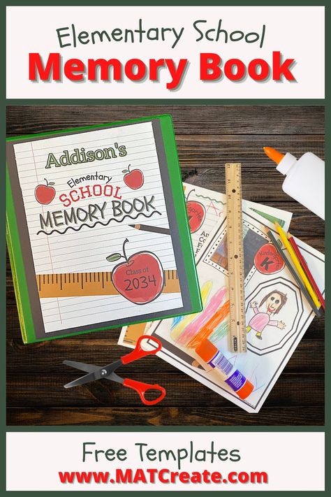 Make a special place to document your child’s favorite things, important papers, artwork, and awards they bring home throughout the school year. In a few steps, create a Memory Keeping Binder. Fun and engaging activity to do every year in elementary school. Your family will love looking back on the previous years and seeing how your child has grown. #MATCreate #BacktoSchool #Memories #printable #Favorites #SelfPortrait Scrapbook Cover Ideas For Kids School, Preschool Memory Book Ideas, Preschool Memory Book Printables Free, Memory Book For Preschool, Pre K Memory Book Ideas, Prek Memory Book Free Printable, Pre K Portfolio Ideas Memory Books, School Year Memory Binder, School Memory Book Printables