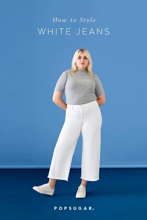 How to Wear White Jeans Cropped White Wide Leg Jeans Outfit, White Cropped Jeans Outfit, White Crop Jeans Outfit, Wide Leg White Jeans Outfit, Wide Leg White Jeans, Jean Top Outfits, White Cropped Jeans, Cropped Jeans Outfit, How To Wear White Jeans