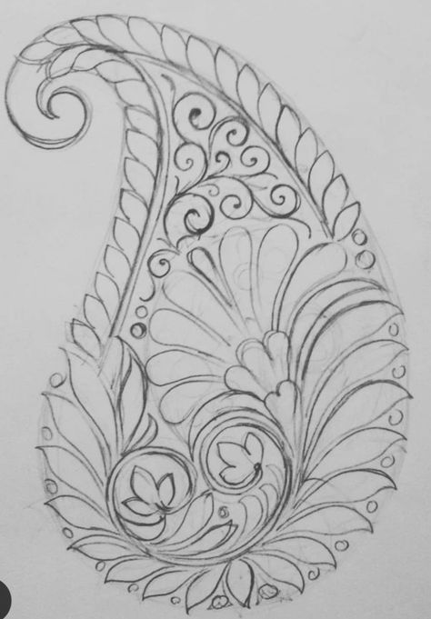 Butta Sketch Design, Paisley Pattern Drawing, Kalamkari Drawing, Motif Drawing, Pattern Design Drawing, Flower Pattern Drawing, Bond Paper Design, Fabric Painting Techniques, Whole Cloth Quilts