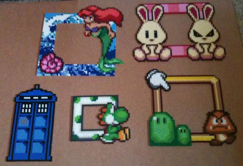 Photo frames hama perler beads Mew Perler, Mario Sprites, Pixel Beads, Art Perle, Perler Art, Hama Beads Design, 8bit Art, Perler Crafts, Aqua Beads