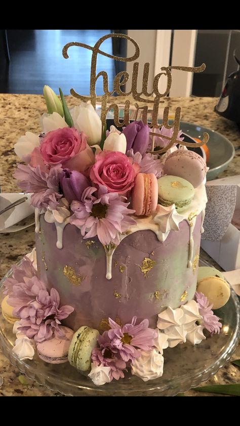 Beautiful spring color cake for my daughters 30th Birthday and homemade too! Happy Birthday Cakes For Women, Birthday Cake For Daughter, 30th Birthday Cake For Women, Birthday Cake For Women Elegant, Graduation Cake Designs, Flower Cake Design, 30th Birthday Ideas For Women, 30th Birthday Bash, Color Cake