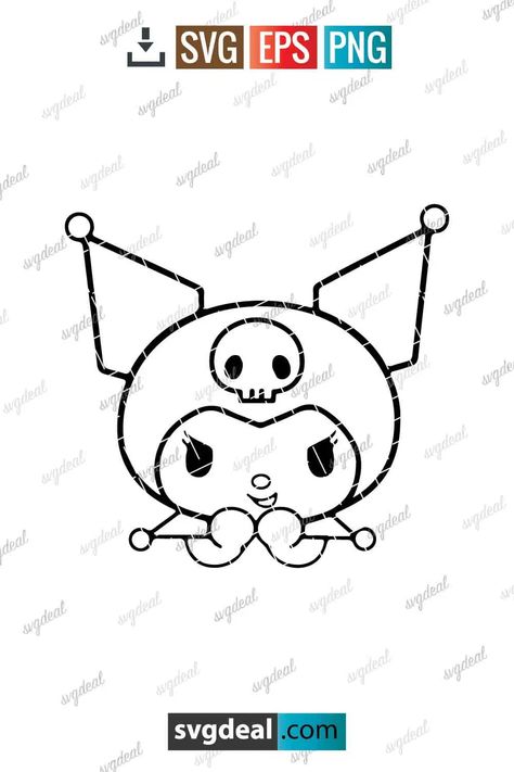 Kuromi Outline Svg Hello Kitty Free Svg, Kuromi Svg Free, Sanrio Svg Free, Kuromi Pumpkin Carving, Kuromi Outline, Kuromi Svg, Sanrio Svg, Tattoo Doodles, Hello Kitty Svg