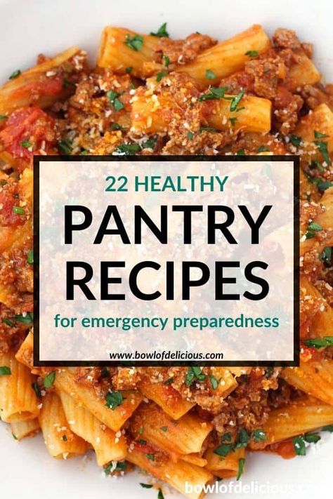 These healthy pantry recipes with beans, canned fish, pasta, and grains are perfect for emergencies, if you're on a budget, or if you just want to use up a bunch of stuff from your pantry! Prepper Pantry Recipes, Clean Out Pantry Recipes, Food Storage Recipes Meal Ideas, Pantry Recipes Clean Out The, Clean Out The Pantry Recipes, Staff Meal Ideas, Emergency Meals Easy Recipes, Pantry Pasta Recipes, Prepper Meals