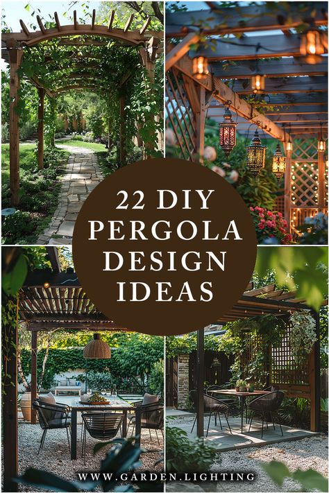 a collage of photos of pergola design ideas Contemporary Pergola Designs, Contemporary Pergola, Pergola Design Ideas, Modern Pergola Designs, Pergola Ideas, Modern Pergola, Pergola Design, Aluminum Pergola, Wooden Pergola