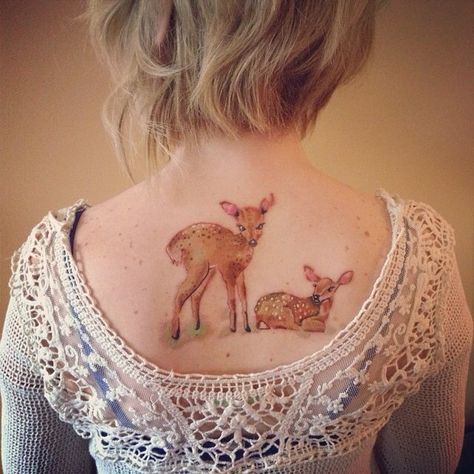 My watercolor fawn tattoo Tattoo For Women Arm, Fawn Tattoo, Deer Tattoos, Worlds Best Tattoos, Dragon Tattoo For Women, Taurus Tattoos, Deer Tattoo, Jane Doe, Kawaii Tattoo