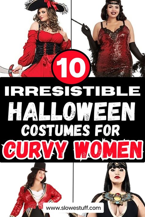 Image of women dressed in halloween costumes with banner that reads 10 gorgeous halloween costumes for sexy curvy women and website www.slowestuff.com listed Halloween Costumes For Curvy Women, Halloween Costumes Curvy, Costumes Plus Size, Halloween Costumes Plus Size, Classic Halloween Costumes, Plus Size Halloween Costume, Plus Size Costumes, Sixties Fashion, Plus Size Halloween