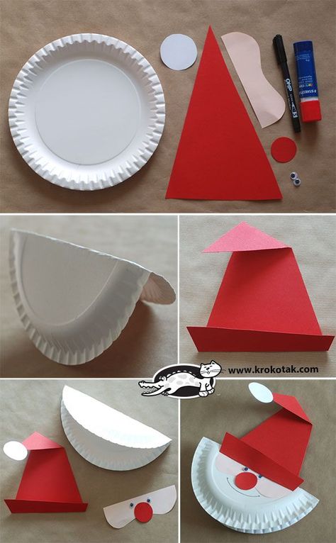 Make a Santa Paper Plate Paper Plate Santa, Paper Plate Crafts For Kids, Christmas Crafts For Toddlers, Preschool Christmas Crafts, Paper Plate Crafts, Plate Crafts, Preschool Christmas, Crafts For Kids To Make, Christmas Templates