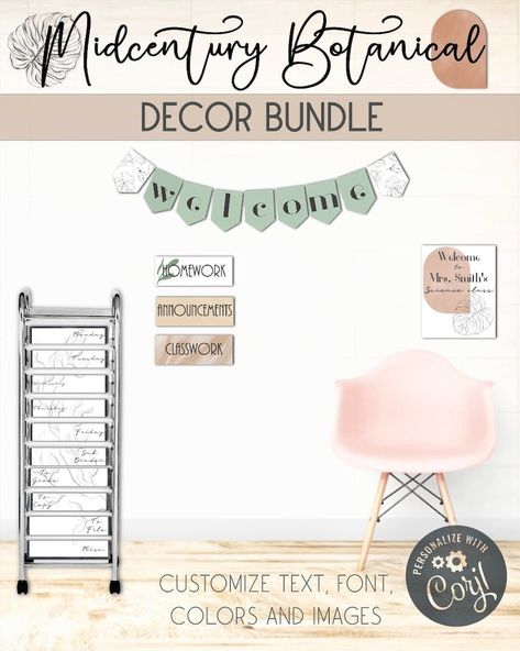 Middle & High School Classroom Decor Bundle Middle High School Printables Midcentury Botanical Theme Editable Minimalist Modern - Etsy Minimalist Classroom Decor, Minimalist Classroom, High School Classroom Decor, School Classroom Decor, Middle School Classroom Decor, Classroom Decor High School, Classroom Banner, Drawer Labels, Classroom Decor Bundle