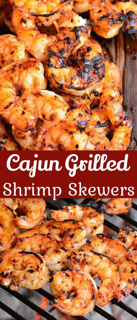 Sweet and spicy Cajun Shrimp made on the grill and paired with grilled onions and peppers that are also flavored with Cajun seasoning. Shrimp takes only a few minutes to grill and a few minutes to marinade. Altogether, these tasty grilled shrimp will take about 30 minutes to prepare and it’s perfect in tacos, salads, or served with some grilled vegetables. Seasoning Shrimp, Cajun Grilled Shrimp, Bbq Shrimp Skewers, Grilled Shrimp Seasoning, Best Shrimp Scampi, Best Shrimp Scampi Recipe, Cajun Shrimp Recipe, Grilled Shrimp Marinade, Spicy Cajun Shrimp