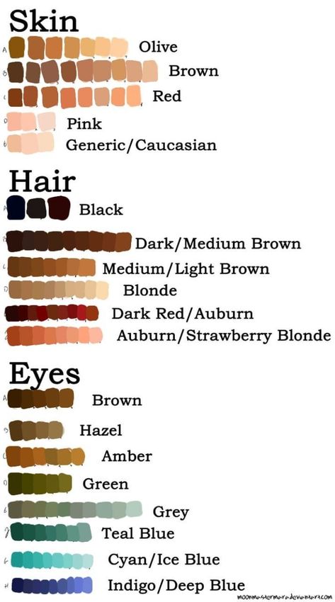 Skin And Hair Color Palette, Skin Coloring Digital Art, Digital Art Hair Color Palette, Brown Hair Colour Palette, Hair Color Palette Procreate, Colour Palette Character, Digital Art Shadow, Digital Art Hair Color, Strawberry Blonde Hair Color Palette