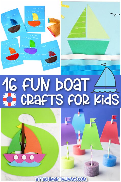 16 Super Fun and Easy Boat Crafts for Kids to Make #crafts #kidscrafts #boats #preschool #funforkids Boat Sensory Bin, Boat Crafts For Kids, Camping Activites For Kids, Sailboat Craft, Easy Boat, Kids Boat, Boat Theme, Boat Crafts, Fun Summer Crafts