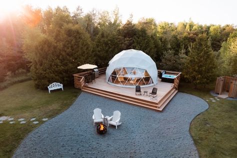 South Geodome - Birchwood Luxury Camping - Dome houses for Rent in Port Perry, Ontario, Canada - Airbnb Dome Airbnb, Dome Houses, Container Pool, Husband Funny, Nature Friendly, Dome House, Luxury Camping, Lake Fishing, Geodesic Dome