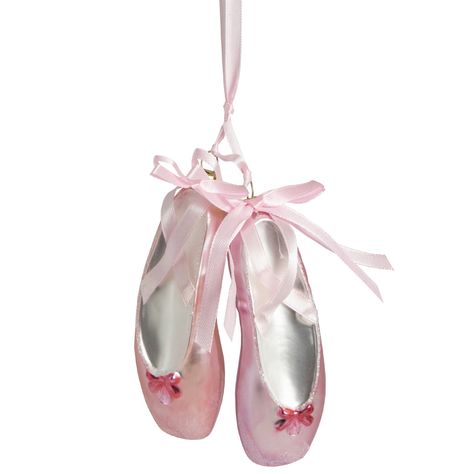 Pink Ballet Slippers, Pink Ballet Shoes, Pink Xmas, Pink Ornament, The Dancer, Gold Caps, Christmas Central, The Ballet, Holiday Store