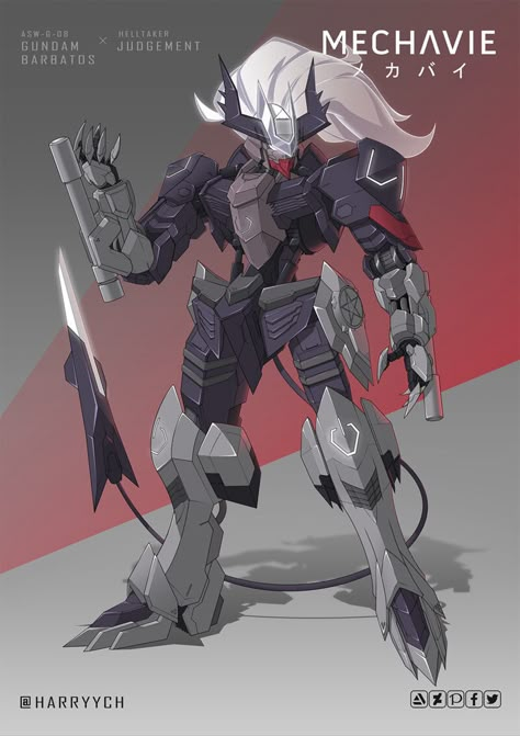 Helltaker Judgement, Gundam Barbatos, Gundam Iron Blooded Orphans, Mecha Suit, Gundam Wallpapers, Mecha Anime, Custom Gundam, Gundam Art, Alien Art