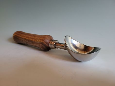 Ice Cream Scoop with Walnut Wood Turned Handle, Handcrafted, Ice Cream Scooper, Ice Cream Gifts, Scoop for Ice Cream, Best Ice Cream Scoops Artisan Ice Cream, Ice Cream Gift, Handmade Ice Cream, Ice Cream Scooper, Premium Ice Cream, Ice Cream Scoops, Eco Friendly Kitchen, Black Walnut Wood, Best Ice Cream