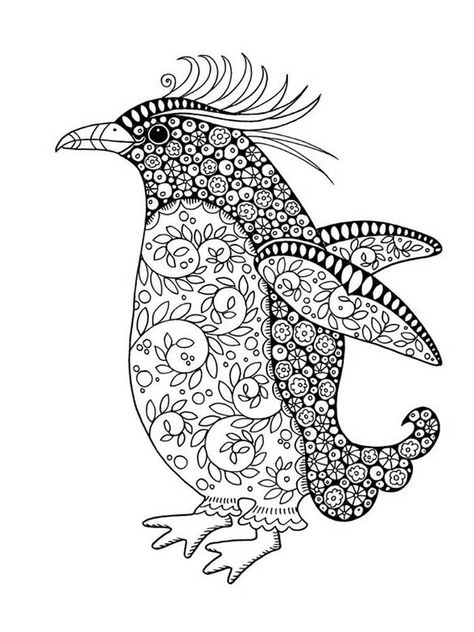 Zentangle Coloring Pages, Octopus Coloring Page, Colorful Animal Paintings, Dolphin Coloring Pages, Penguin Coloring Pages, Penguin Coloring, Penguin Drawing, Family Coloring Pages, House Colouring Pages