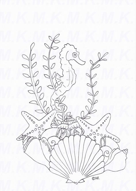 Doodle Zen, Ocean Drawing, Ocean Tattoos, Pola Sulam, Seahorses, Tattoo Stencils, Ocean Art, Coloring Book Pages, Colouring Pages