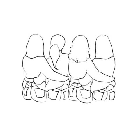 4 Friends Illustration, Friend Drawings, Friends Clipart, Best Friend Drawings, Drawings Of Friends, Pokemon Drawings, Girly Accessories, Hand Embroidery Art, Art Drawings Sketches Simple