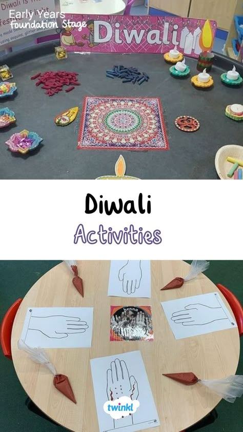 Celebrate Diwali Festival of Light with these lovely activities. Click on the pin for more! Diwali Ideas Eyfs, Diwali Play Ideas, Deepavali Activities For Preschoolers, Diwali Role Play Eyfs, Diwali Children Activities, Diwali Ks1 Activities, Celebration Activities For Preschoolers, Diwali Nursery Activities, Rama And Sita Eyfs Activities