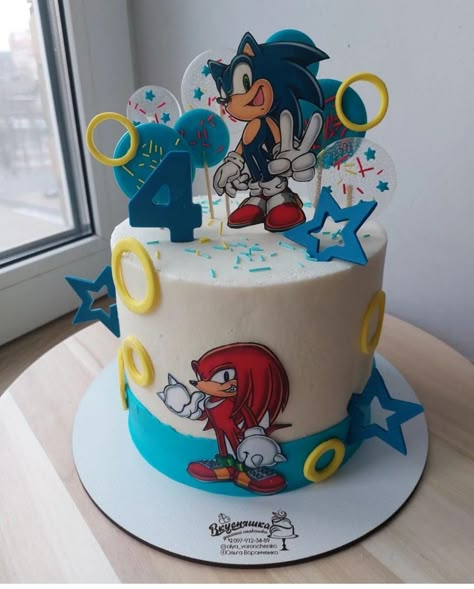 Tort Sonic, Sonic Cakes For Boys, Pastel Sonic, Sonic Birthday Cake, Sonic Cake, Super Mario Cake, Mario Cake, Hedgehog Birthday, Sonic Party