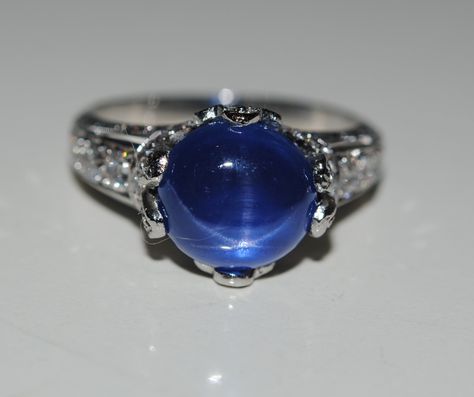 Blue Star Ring, Opalescent Sapphire, Edwardian Diamond Ring, Star Sapphire Gemstone, Edwardian Ring, Sapphire Wedding Rings, Diamond Crown, Antique Ring, Star Sapphire