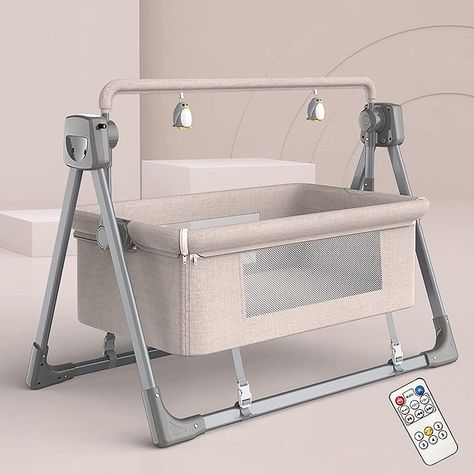 This baby bassinet can also be used as a baby swing. Comes with an adjustable sunshade placed in direct sunlight. Electric bassinet can help mothers put their children to sleep, making it easier to take care of the baby. Baby Rocking Crib, Rocking Crib, Baby Cradle Bedding, Portable Baby Bassinet, Portable Baby Cribs, Travel Bassinet, Rocking Cradle, Nursery Bassinet, Rock Bed