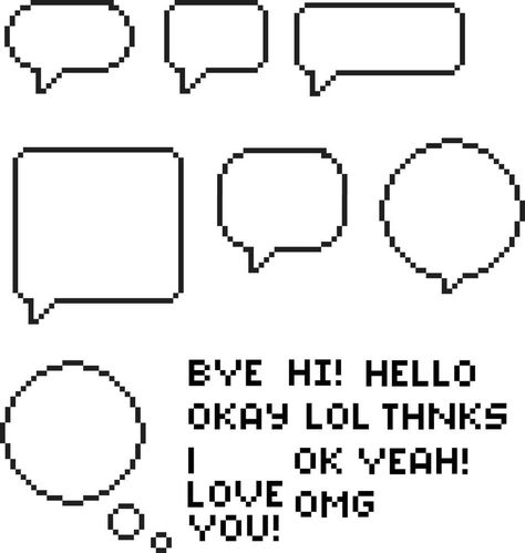 speech bubble 8-bit pixel art on white background. pixel speech bubble sign. pixel bubbles for messages. flat style. Pixel Art Sign, 8 Bit Pixel Art Aesthetic, Pixel Speech Bubble, 8 Bit Pixel Art, Background Pixel, Pixel Icons, Text Bubble, Cool Pixel Art, Thought Bubbles