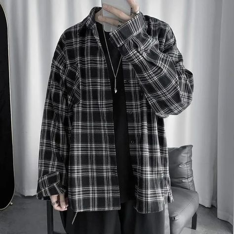 Kemeja Lelaki, Check Shirts, Gender Envy, Mens Plaid, Oui Oui, Loose Shirts, Plaid Jacket, Vintage Streetwear, Shirt Skirt