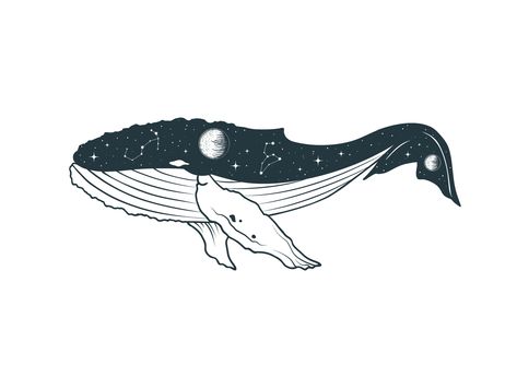 Celestial whale by Kirill Tattoo Celestial, Celestial Whale, Orca Tattoo, Whale Design, Future Tattoos, Animals Wild, Wallpaper Backgrounds, Global Community, Creative Professional