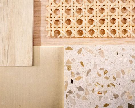 Gallery of Rattan in Concrete Jungle Apartment / Absence from Island - 13 Terrazzo Moodboard, Wood Terrazzo, Terrazzo Colors, Jungle Apartment, Patterns Architecture, Terrazzo And Wood, Market Bakery, Bungalow Interiors, Light Wood Kitchens