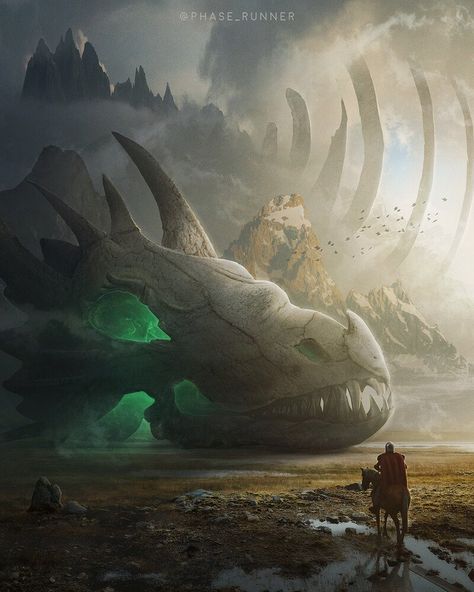 Giant Dragon, Dragon Skull, 다크 판타지, Fantasy Places, Photoshop Art, Fantasy Art Landscapes, Fantasy Concept Art, Environment Concept Art, Fantasy Inspiration