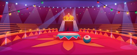 Circus arena classic round stage under tent dome illustration Free Vector | Free Vector Round Stage, Gacha Backgrounds Outside, Circus Background, Gacha Backgrounds, Family Theme, Scenery Background, Circus Art, The Circus, Cartoon Background