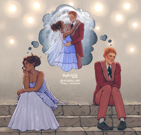 Pining 14-year-olds by upthehillart on DeviantArt Ron E Hermione, Hermione Fan Art, Harry Potter Yule Ball, Potter Fanart, Yule Ball, Images Harry Potter, Harry Potter Artwork, Harry Potter Comics, Harry Potter Ships