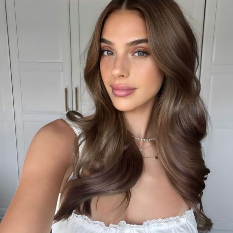 Wavy Curled Hairstyles, Hair Colour Ideas For Pale Skin Brown Eyes, Fall Hair For Hazel Eyes, Brown Hair On Olive Skin, Best Hair Color For Fair Skin Green Eyes, Rich Golden Brown Hair, Brunette Hair Fair Skin, Hair Color For Neutral Undertones, Brown Hair For Pale Skin