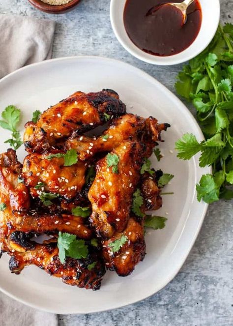 Instant Pot Sticky Gochujang Chicken Wings | Fresh or Frozen | The Noshery | Bloglovin’ Gochujang Chicken Wings, Best Chicken Wing Recipe, Gochujang Chicken, Lemon Pepper Chicken Wings, Frozen Chicken Wings, Grilled Wings, Honey Bbq Chicken, Latin Recipes, Honey Bbq Sauce