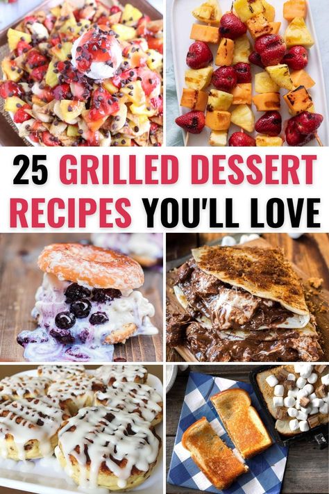 Looking for easy desserts on a grill to serve this summer? Here is a collection of 25 delicious grilled desserts for your next cookout! Desserts Made On The Grill, Desserts On Grill, Stuff To Cook On The Grill, Cookies On The Grill, Foil Pack Desserts, Flat Top Desserts, Easy Blackstone Dessert, Flat Top Grill Desserts, Bbq Competition Desserts