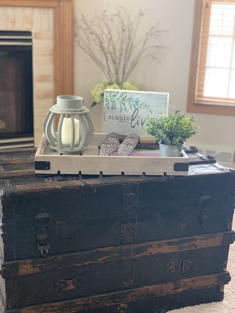 Old chest coffee table Old Chest Coffee Table, Old Chest, Chest Coffee Table, Vintage Chest, Small Chest, Antique Dresser, A Coffee, Coffee Table, Table Decorations