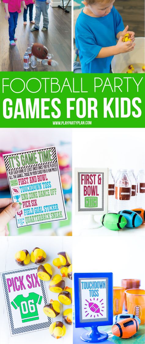 Football Themed Birthday Party Games, Football Games For Kids, Kids Football Parties, Diy Football Party, Football Party Games, Diy Kids Birthday Party, Football Theme Birthday, Diy Kids Party, Party Games For Kids